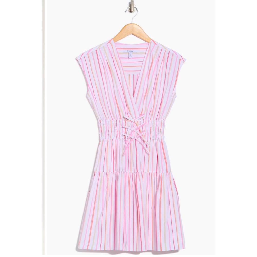 Derek Lam 10 Crosby Tora Pink Pinstripe Sleeveless Fit & Flare Dress Size 2 - Picture 3 of 5